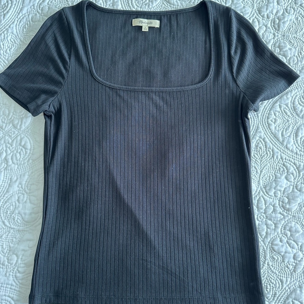 Madewell black ribbed tee